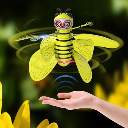 Mini Drone Induction Yellow Flying Bee Gesture Sensing RC Helicopter Indoor Suspended Infrared Electronic Model Toy For Children