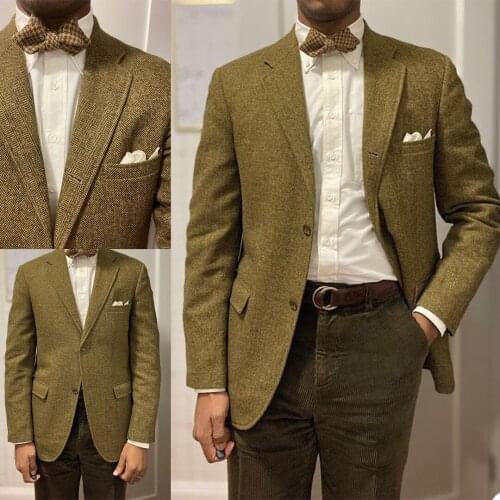 Vintage Fashion Men Tuxedos Custom Made Handsome Two Button Blazer Smart Casual Business Wedding Party Groom Suit Coat 1 Piece