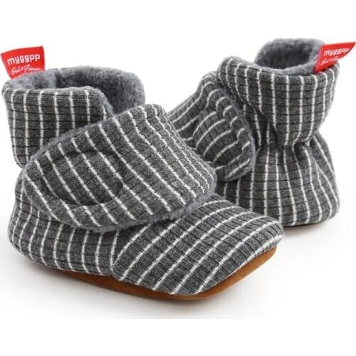 0-18M Baby Socks Shoes Boy Girl Stripe Gingham Newborn Toddler First Walkers Booties Cotton Comfort Soft Anti-slip Infant