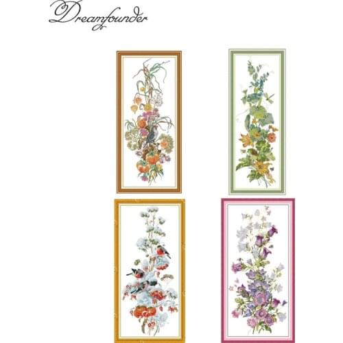 Spring, Summer, Autumn and Winter Series cross stitch kit aida 14ct 11ct count print canvas stitches embroidery DIY handmade nee