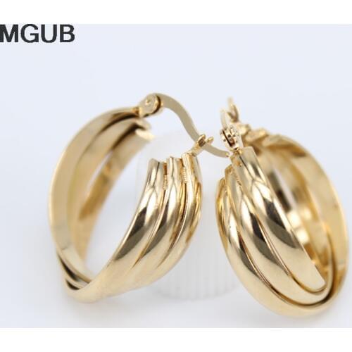Stainless steel 20mm 25mm35mm European and American fashion size cute fashion smooth female Hoop earrings 4color selection LH662