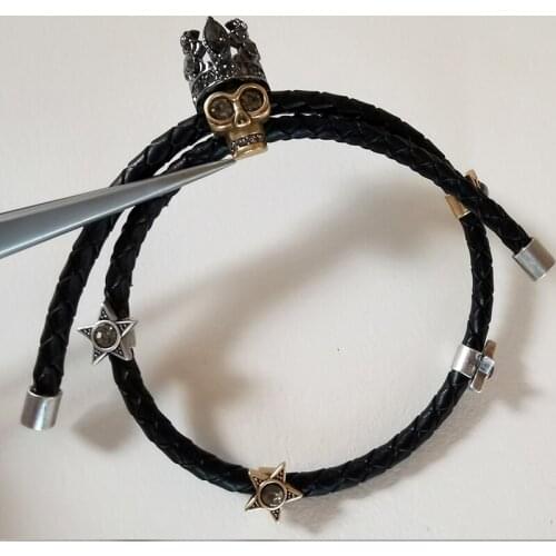 New vintage Jewelry Star & Crown Bracelet Skull skull Punk-inspired leather bracelet Fashion brand party concert accessories gif