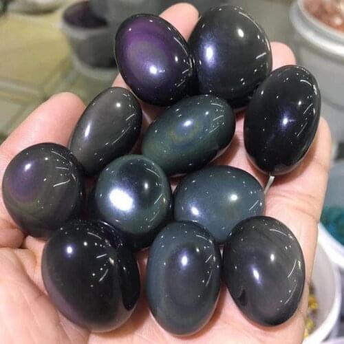 Wholesale natural crystals healing rainbow black obsidian rock quartz tumbled stone crystal gravel for christmas decoration