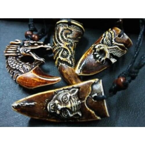 12 pcs Accessories Cool Men Womens Surfing Imitation Carved dragon hawk tiger Choker Necklace Lucky Gift