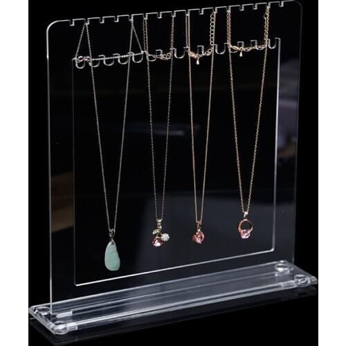 Acrylic16 Hooks Necklace Storage Shelf Necklace Stand Jewelry Display Jewelry Organizer Case Necklace Holder