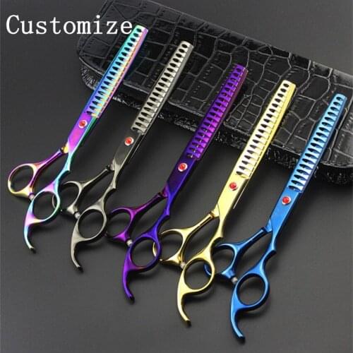 Custom professional 440c 7'' Pet dog grooming hair scissors Animal thinning barber scissor clipper shears hairdressing scissors