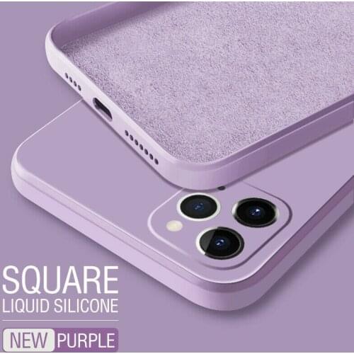For iPhone 11 12 Pro Max 12 Mini XR XS X 7 8 6 6S Plus SE 2020 5 5S Luxury Original Square Liquid Silicone Case Candy Soft Cover