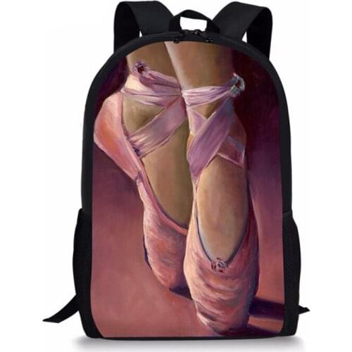 Pink Ballet Shoes Ballet Dancer Painting School Bag for Girls Backpack Child Teenager Childrens School Backpacks