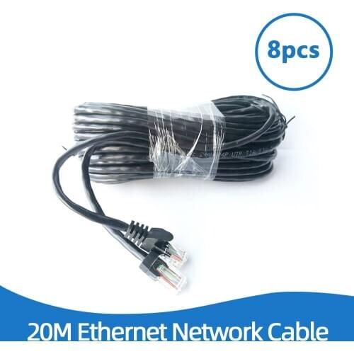 Value 8 pcs 20M 65ft cat5 Ethernet Network Cable RJ45 Patch Outdoor Waterproof LAN Cable Wires For CCTV POE IP Camera System