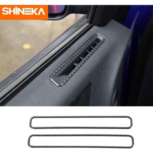 SHINEKA Real Carbon Fiber Car Interior Front Side Air Condition Outlet Vent Frame Decoration Sticker for Dodge Charger 2015-2019