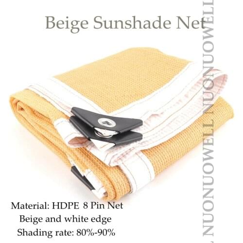 Customize Size Sunshade Net Beige With White Edge HDPE Anti-UV Sun Shade Home Terrace Balcony Fence Netting Canopy Sunshade Nets