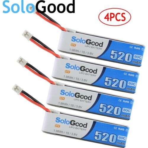 SoloGood 520mAh 1S 2S 3S 4S 3.8V 7.6V 11.4V 15.2V 80C HV LiPo Battery With PH2.0 XT30 Plug for RC FPV Small Drone TINY7