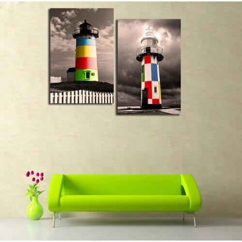 Modern Posters and Prints Building Landscape Colorful Lighthouse Seascape Canvas Painting Art Decoration Bedroom Wall Picture