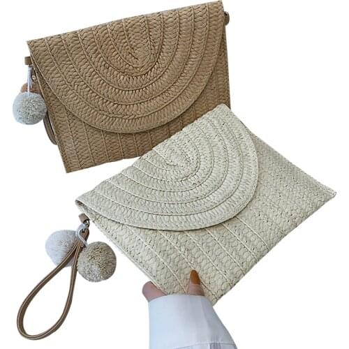Lady Fashion Crossbody Envelope Bag Elegant Straw Handbag Clutch Summer Beach Shoulder Bag