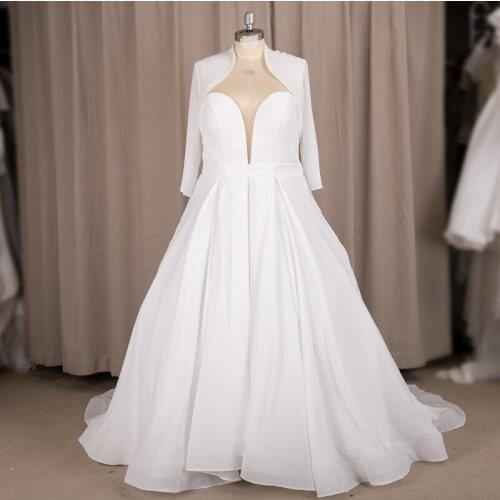 Wedding Dress Long Train Sweet Elegant Plus Size Vestido De Noiva Bride V Neck 7