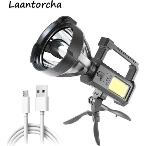 High power led flashlights Ultra Bright torch with Support Frame USB Rechargeable Powerful flashlight Outdoor Camping Flashlight