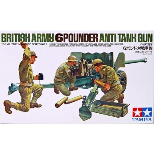 Tamiya 35005 1/35 Scale British Army 6 Pounder Anti-Tank Gun Assembly Model Building Kits For Adults Hobby Plastic Toys DIY