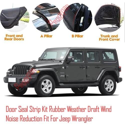 Door Seal Strip Kit Self Adhesive Window Engine Cover Soundproof Rubber Weather Draft Wind Noise Reduction Fit For Jeep Wrangler