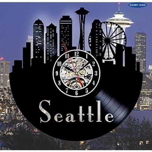 Seattle Vinyl Wall Clock Art Gift Room Modern Home Record Vintage Decoration duvar saati