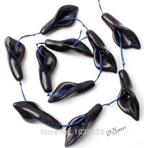 High Quality 15x38mm Pretty Blue Sandstone Stone Flower Shape Gems Loose Beads Strand 10Pcs DIY Creative Jewellery Making w2873