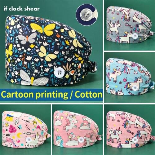 High Quality Nursing Scrubs Women Caps 100%Cotton Unisex Doctor Nurse Hats Anesthetist Dentist Work Caps Pet Grooming Work Hats