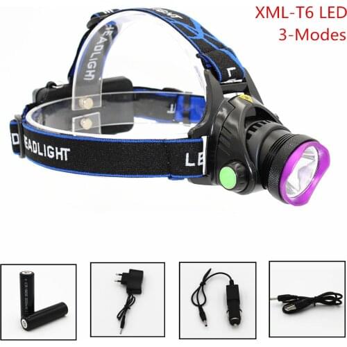 XM-L T6 LED Headlamp Headlight 1000LM Light Lamp Head Flashlight USB Car AC Charger for 18650 battery