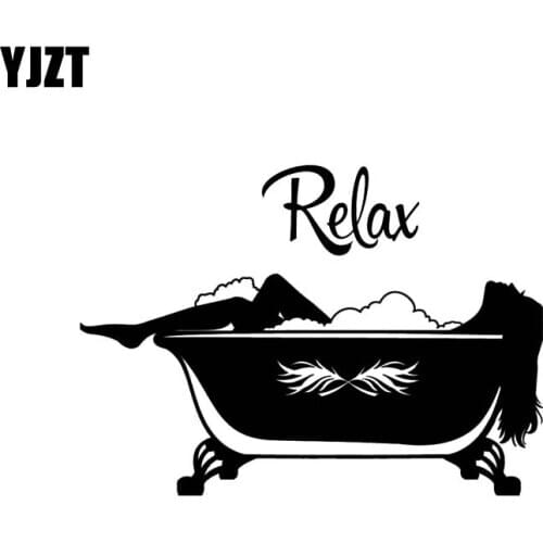 YJZT 14.8*10.7CM Relax Have Bath Sexy Girl Black/Silver Zero Defect Vinyl Decal Car Sticker Excellent Design Silhoutte C20-0611