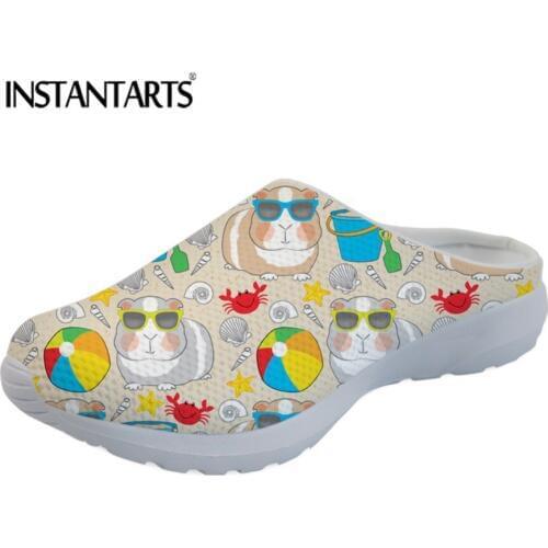 INSTANTARTS Cute Guinea Pig Hamster Print Home Shippers Women Light Weight Sandals Air Mesh Flats Sandalias Mujer Female Summer