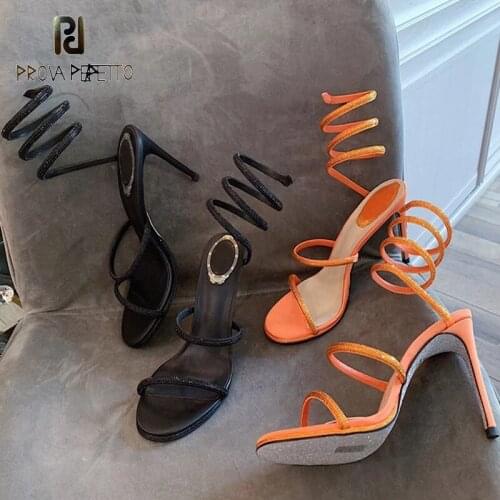 Summer new style stiletto Roman crystal snake-shaped winding open-toed ladies style high-heeled sandals women