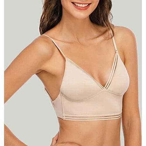 Women Backless Sexy Bra Stylish Lace Seamless Bralette Triangle Cup Invisible Boneless Bras For Dress Soft Thin Underwear