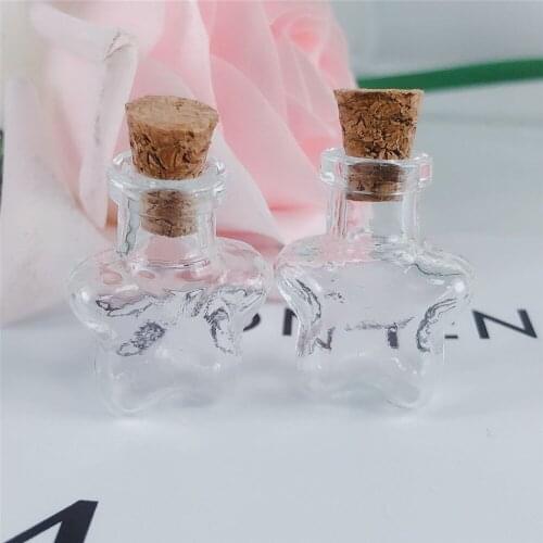 10Pcs 2ml Pentagram Small Transparent Glass Ornaments with Cork Mini Crafts Perfume Wishing Travel Sub Bottles