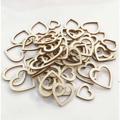 100pcs/set Popular Hollow Love Heart Wooden DIY craft Laser Cut Embellishment Craft Decor Ornaments Wedding Decoration Fashion