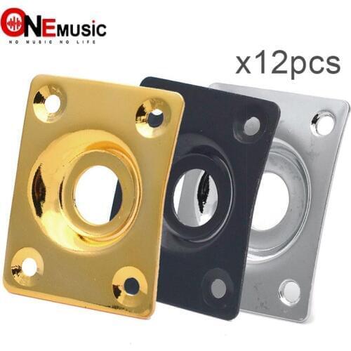 12Pcs Metal Rectangula Style Electric Bass Guitar Jack Plates Socket Plates-Chrome-Gold-Black for choose