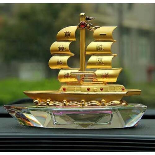 2020 HOME OFFICE Company SHOP CAR TOP Efficacious talisman bless safe Good luck gilding Sailboat FENG SHUI crystal statue