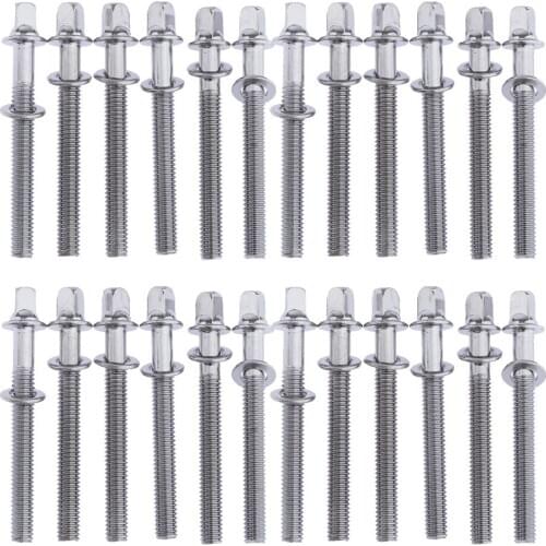 24x NEW Chrome 60mm Drum Tension Rods for Tom Bass Drum Hardware Mount Parts