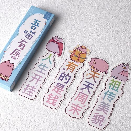 30 Pcs/Set Cute Cat Wishes Bookmark Creative Blessing Message Card Book Holder Gift Stationery