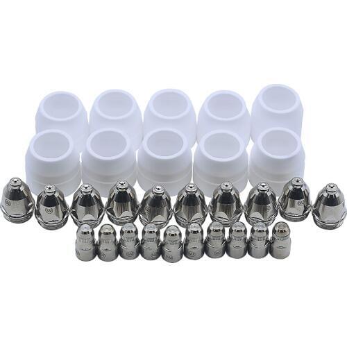 30pcs P-80 Plasma Cutter Torch Cup Electrodes Covered Ends 1.5 80Amp Replacement