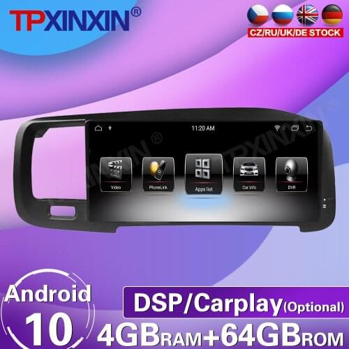 64G For Volvo S60 V60 2011-2017 LHD RHD Android 10 Touch Screen Car Radio Tape Recorder Multimedia Player GPS Navigation Carplay