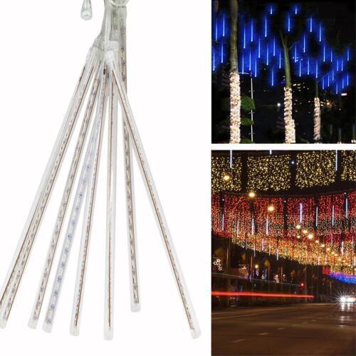 8pcs/set 30cm Hollow Waterproof LED Meteor Shower Lamp Garden Street Tree Decoration Lights US Plug Night Lights Pendant Lights