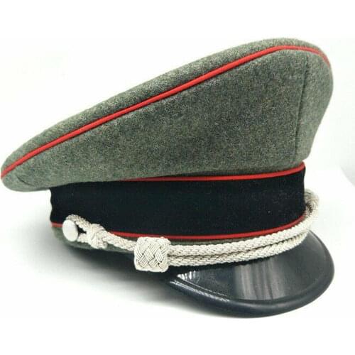 WWII WW2 German Military Officer Peaked Cap Visor Hat Chin Cord In Sizes Military WW2