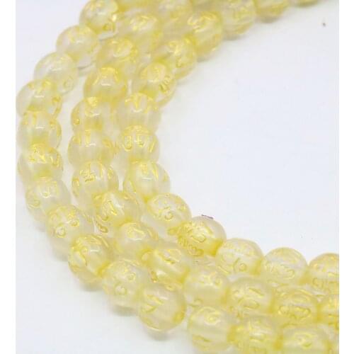 8mm Round Transparent Six Character Proverbs Resin Loose Beads Accessory Parts For DIY Necklace Bracelet Jewelry Making Design