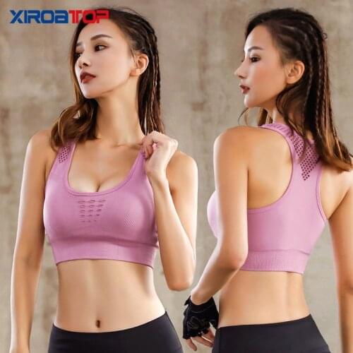 Women Breathable Sports Bra,Absorb Sweat Shockproof Padded Sports Bra Top Athletic Gym Running Fitness Bras Yoga Sports Tops