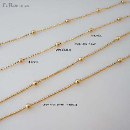 Foromance/ 2g 18" - 2 STYLES YELLOW GOLD GP THIN LINK CHAIN WITH PLAIN BALL 3MM NECKLACE