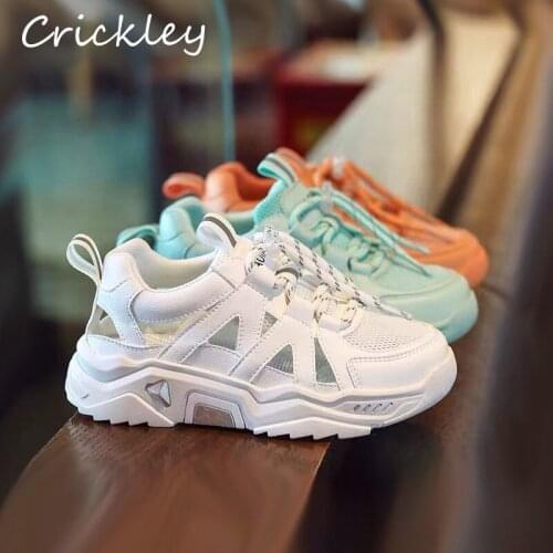 Childrens Casual Shoes Hollow Out Summer Sneakers Girl Solid Pu Leather Mesh Breathable Boys Sports Shoes Soft Sole Kids Shoes