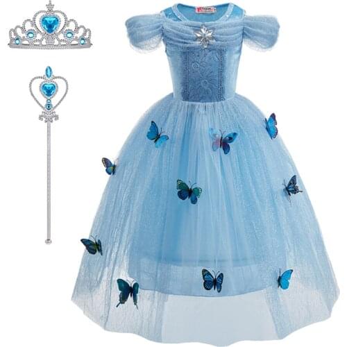 Children Princess Costume Party Butterfly Cinderella Fancy Dress Up New Christmas Birthday Wedding Clothes Girl Evening Disguis