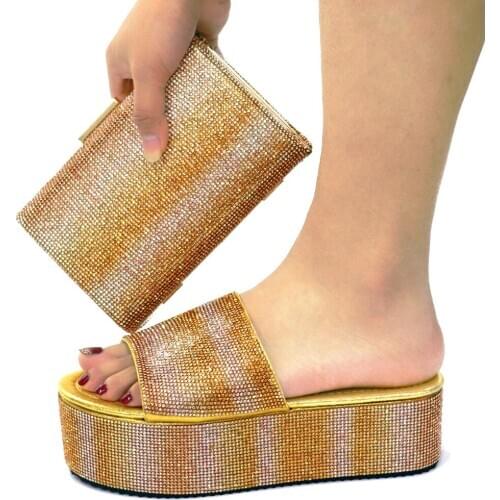 Doershow Italian Shoe with Matching Bags Shoe and Bag Set for Party In Women Italian Matching Shoe and Bag Set with stonesHBA1-7