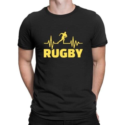 Heartbeat of Rugbying Summer Men Fashion T-shirts Cotton O-neck Short Sleeve Tee Hip-hop Hipster Printed Hot Sale Tops