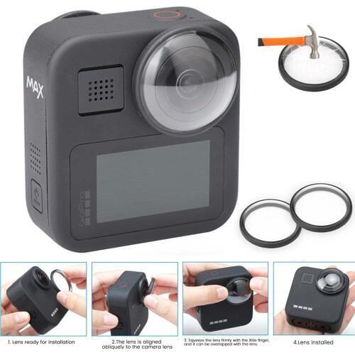 JINSERTA 2Pcs Filter Protector Lens Cap Anti-scratch Case for GoPro Max Lens Protective Film for Gopro Max Black Action Camera