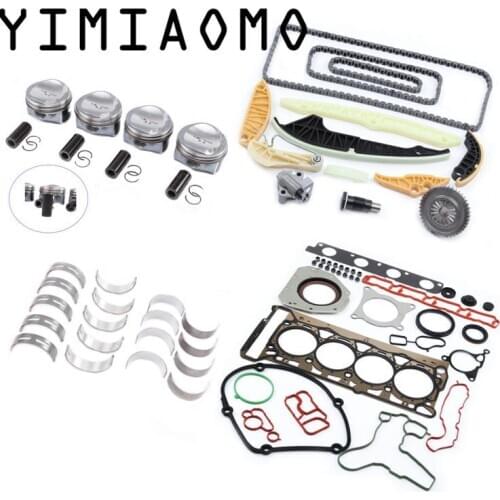 1.8T Engine Overhaul Set 23MM Piston & Rings 13Pcs Timing Chain Tensioner Kit Gaskets Seals For VW Passat B7 CC Audi A3 A4 A5 TT