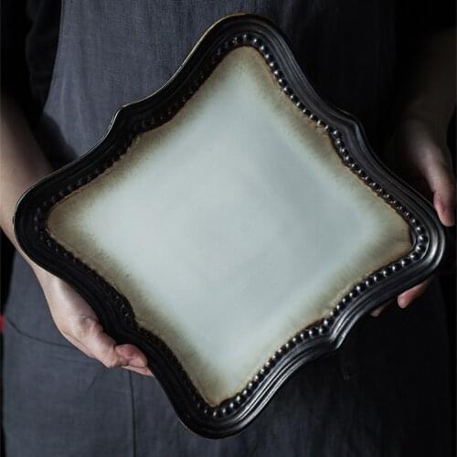 Creative European Ceramic Tableware Classical Elegant Steak Plate Square Plate Western Food Plate Dim Sum Plate Salad Pasta Plat